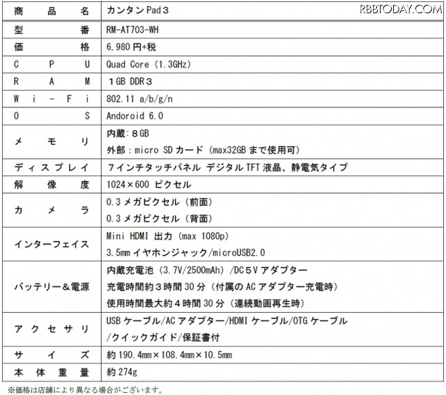 ドン・キホーテ、6,980円の「カンタンPad 3」を本日発売
