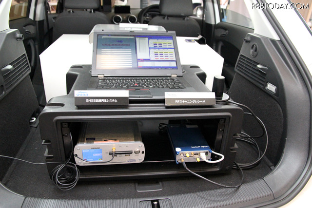 PCTEL社のRFスキャニングレシーバーと、SPIRENTのGNSS記録再生システム